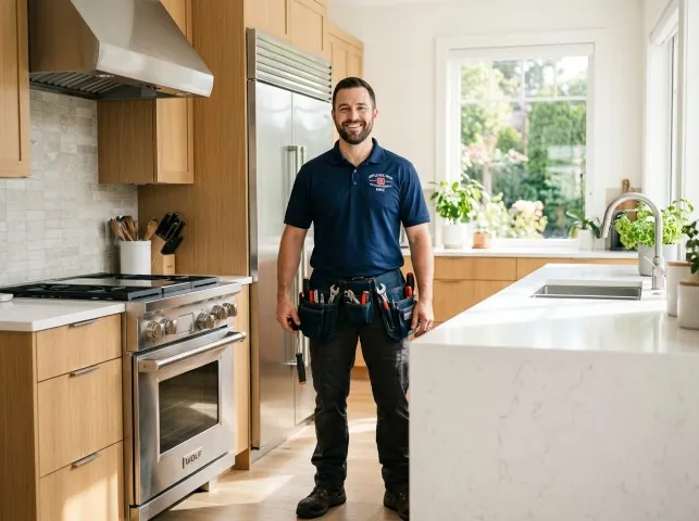 Appliance Repair Hero technician in a Belvidere, IL kitchen after an appliance repair